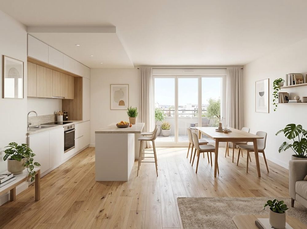 Appartement T3 lumineux avec cuisine ouverte et accès balcon